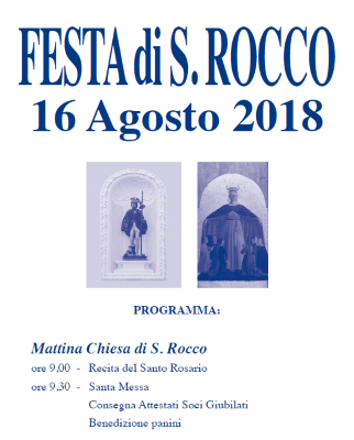 Festa di San Rocco 16 Agosto 2018